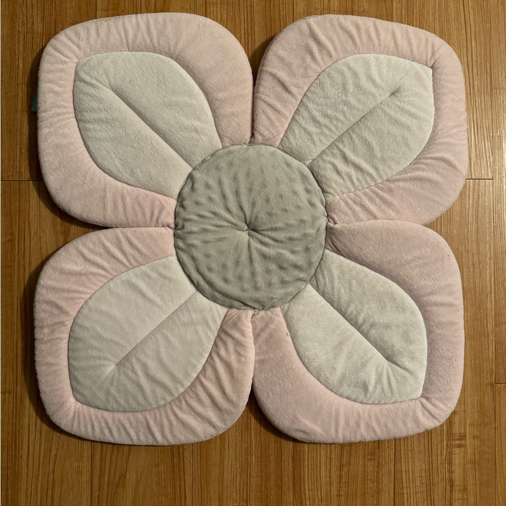 Pink and Gray Flower-Shaped Cushion